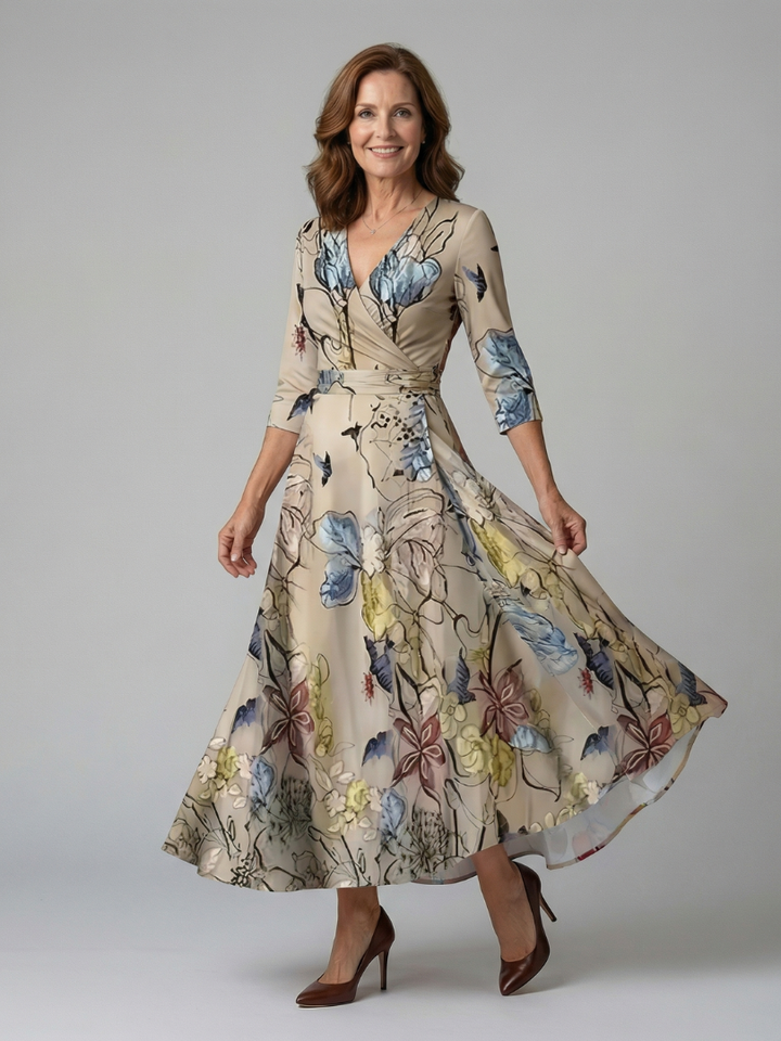 Celine | Cross Wrap Neck Midi Dress