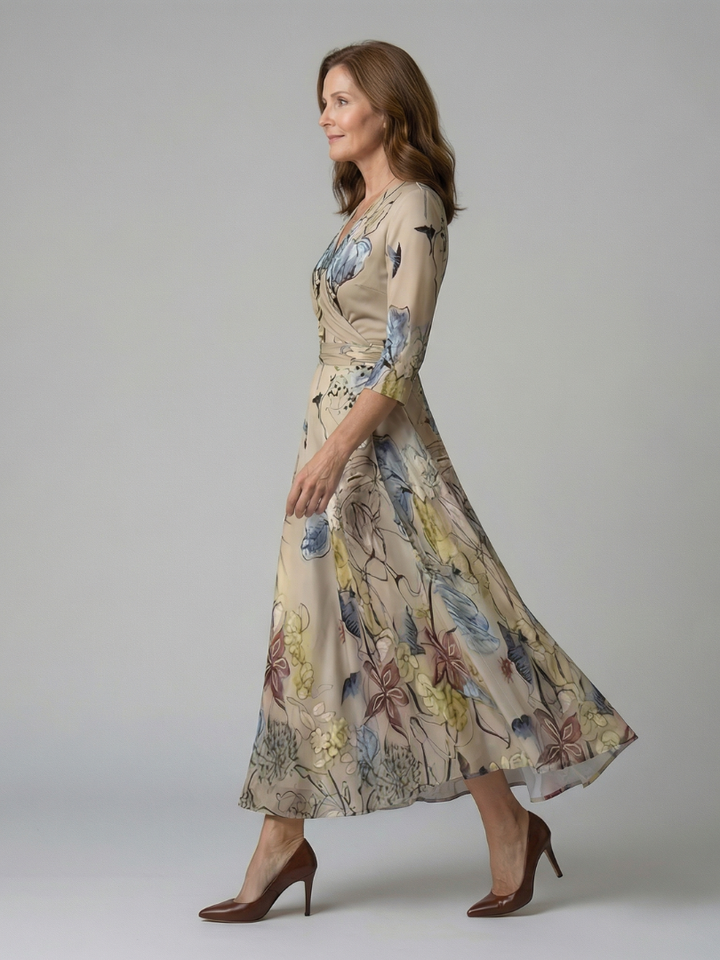 Celine | Cross Wrap Neck Midi Dress