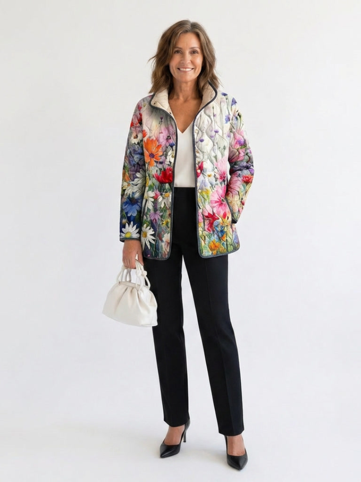 Roswyn™ | Charming Vintage Floral Print Quilted Jacket