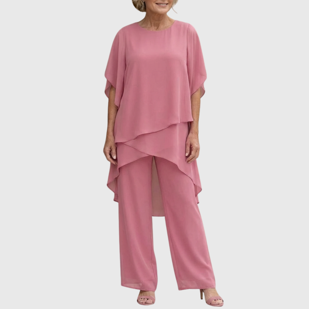 Linda | Suit with draped palazzo pants