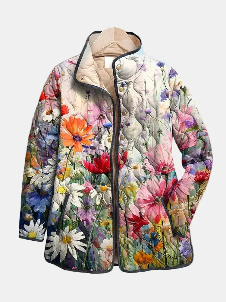 Roswyn™ | Charming Vintage Floral Print Quilted Jacket
