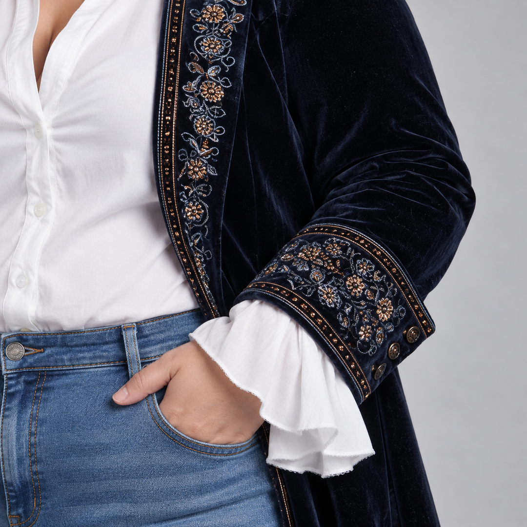 Octavia | Embroidered Longline Jacket