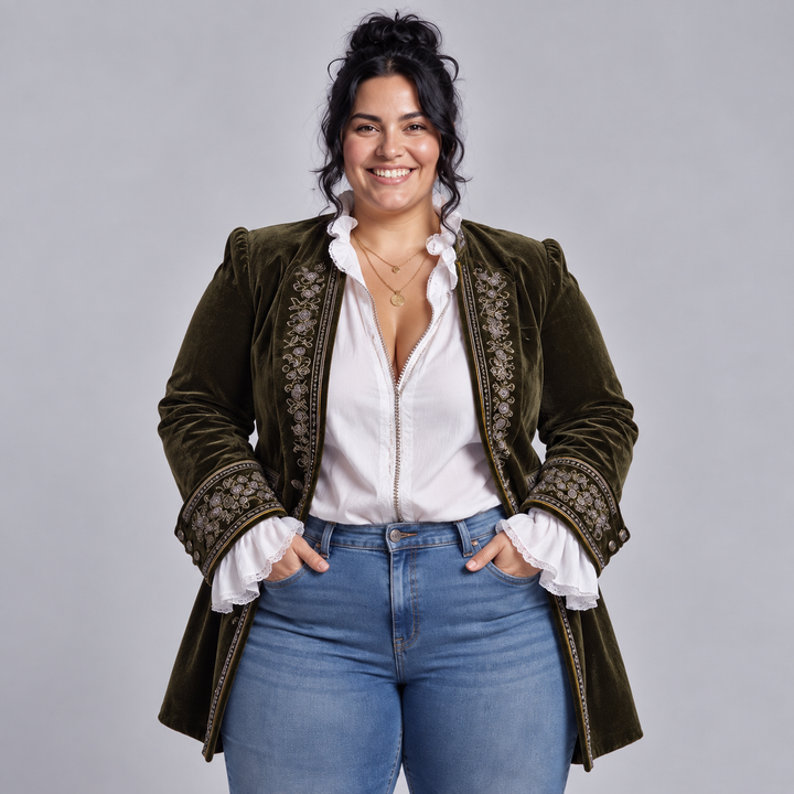Octavia | Embroidered Longline Jacket