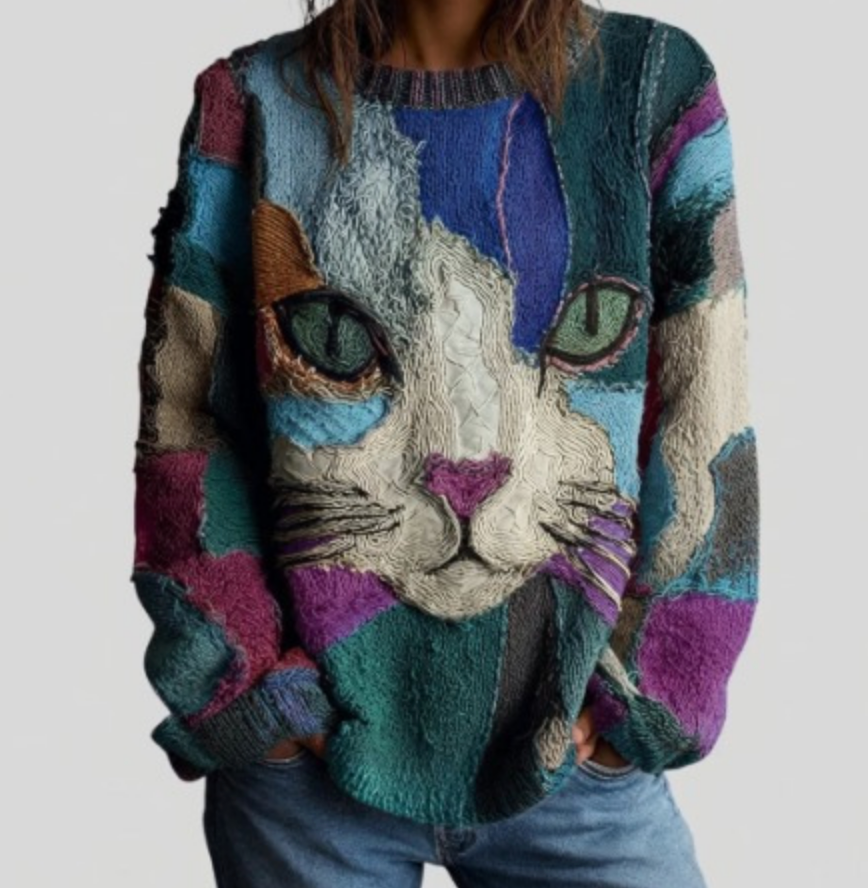 Zaira™ | Artistic Cat Knit Sweater